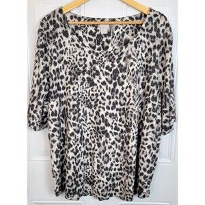 Chico's Plus Size Top Size XXL Animal Print Brushed Short Sleeve